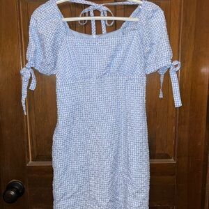 Altar'd State Light Blue Checkered Mini Dress